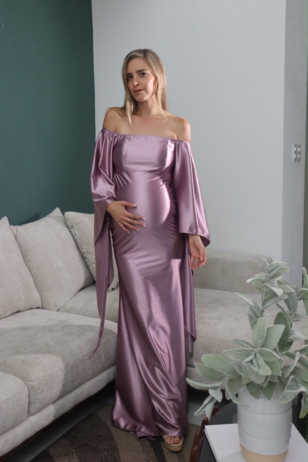 Vestido de maternidad Melissa, lavanda brilloso