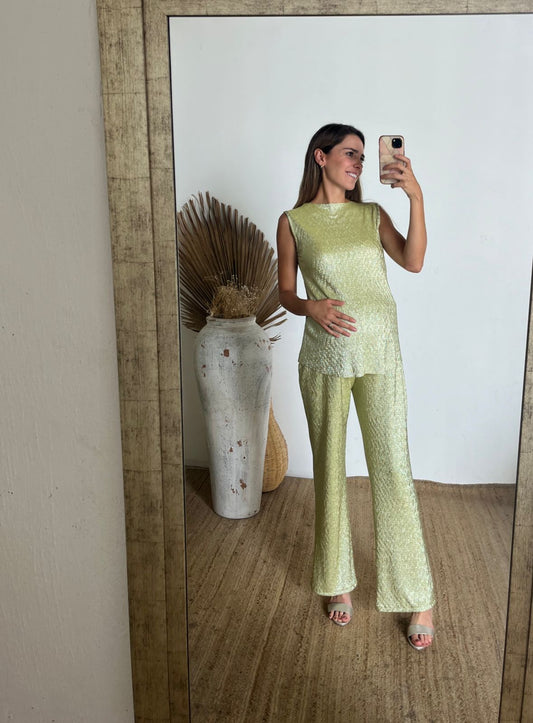 Conjunto de maternidad Mayte, verde brilloso CH, M, G