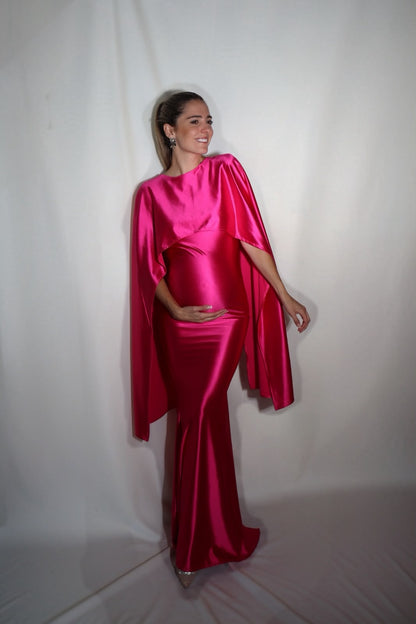 Vestido de maternidad Aline, rosa Barbie licra