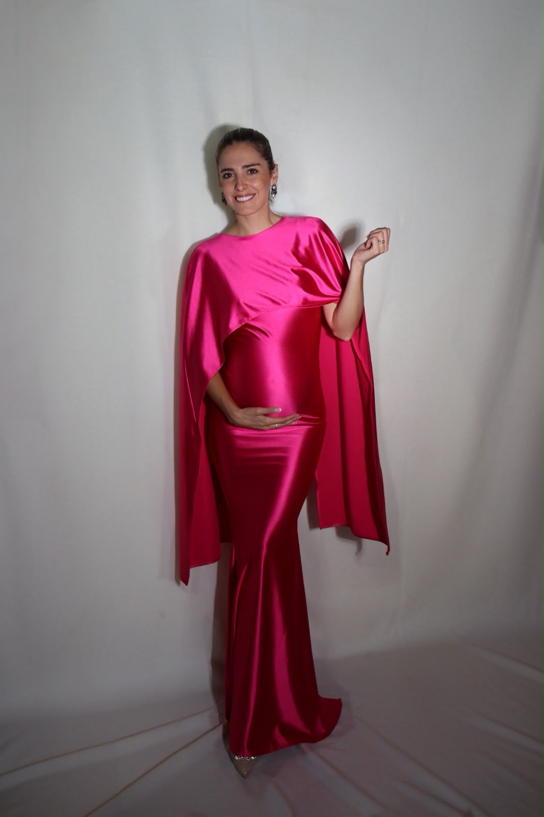Vestido de maternidad Aline, rosa Barbie licra