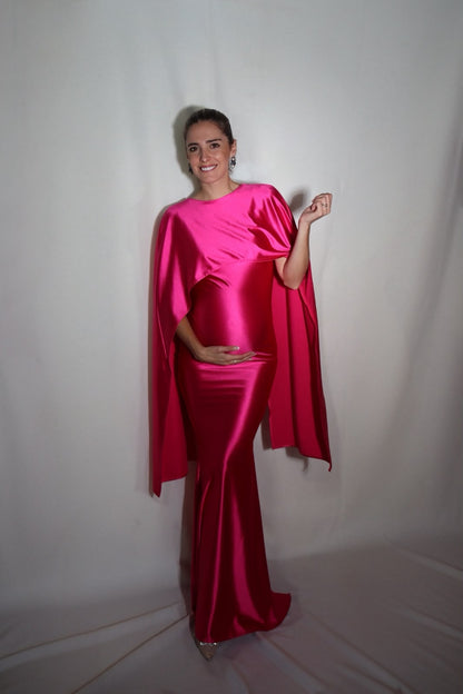 Vestido de maternidad Aline, rosa Barbie licra