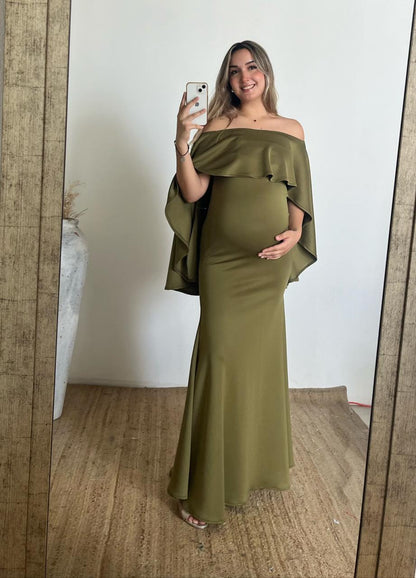 Vestido de maternidad Amparo, verde olivo neopreno M, G