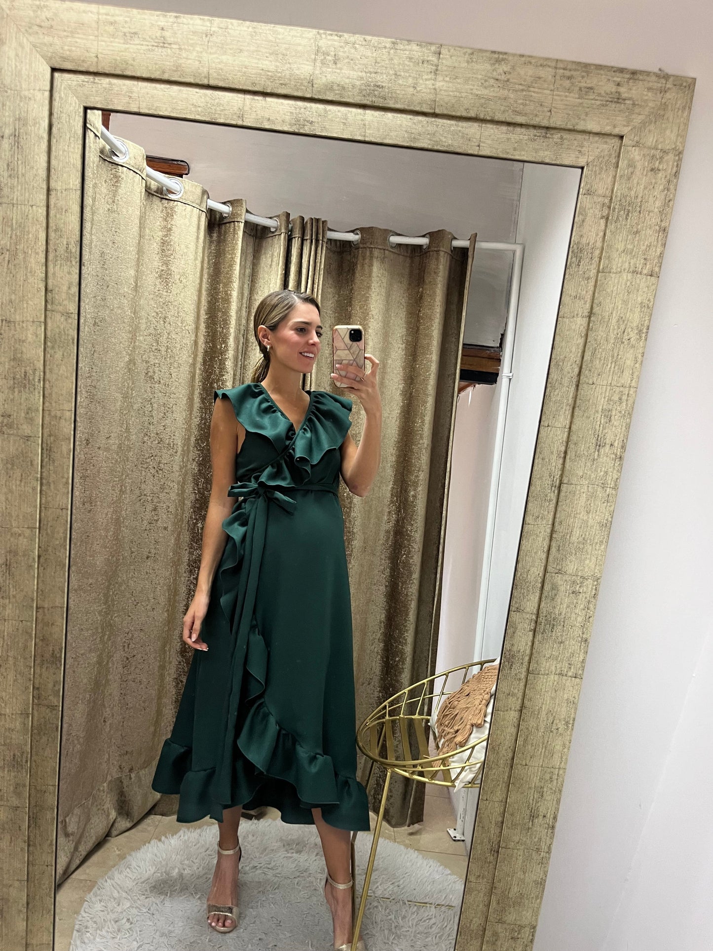 Vestido de maternidad/lactancia  María Luisa, verde Medellin CH, M