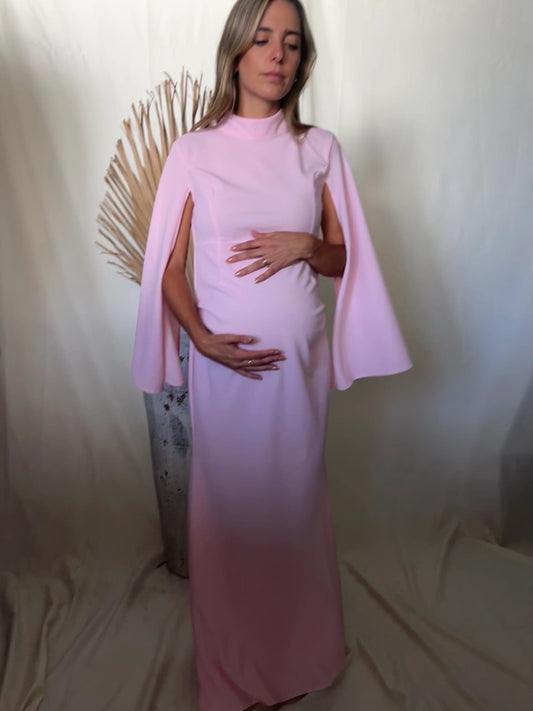Vestido de maternidad Carola, rosa vértigo dos mangas