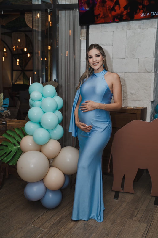 Vestido de maternidad Carola, azul brilloso CH, M