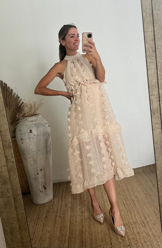 Vestido de maternidad, Victoria beige textura M