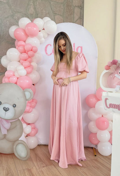 Vestido de maternidad Paula, rosa peonia CH