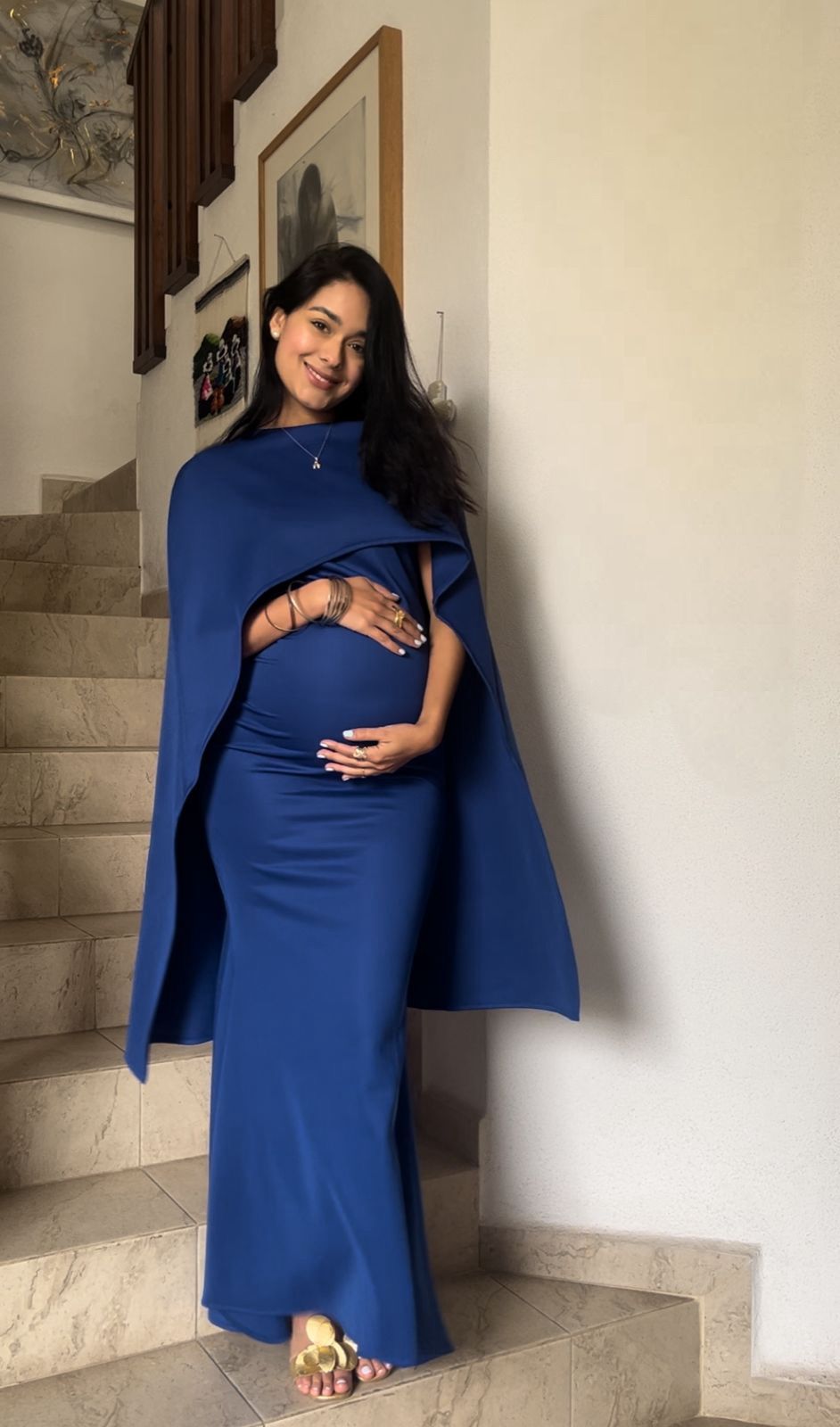Vestido de maternidad Aline, azul imperial neopreno M