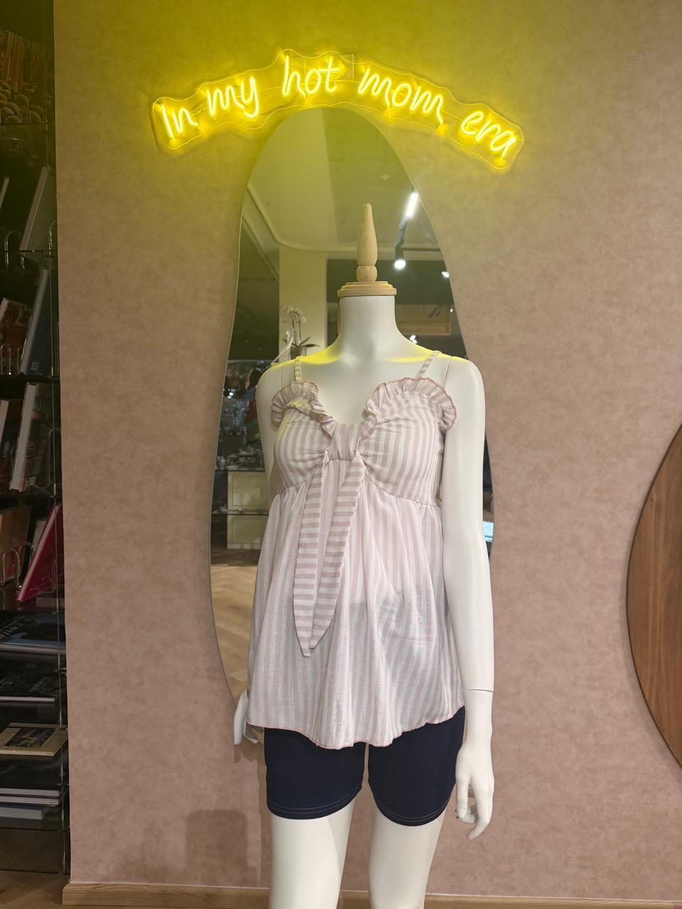 Blusa de maternidad rayas rosa y blanca unitalla