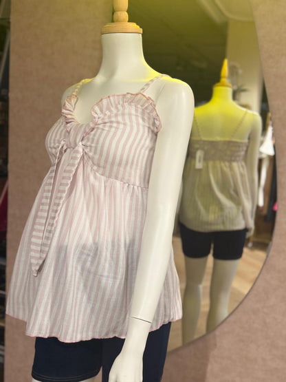 Blusa de maternidad rayas rosa y blanca unitalla