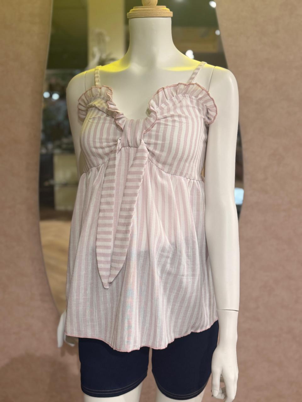 Blusa de maternidad rayas rosa y blanca unitalla