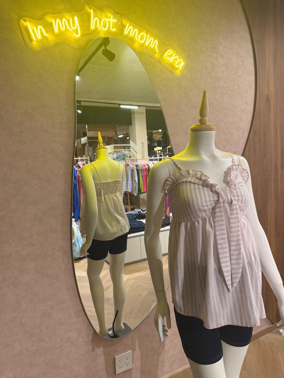 Blusa de maternidad rayas rosa y blanca unitalla