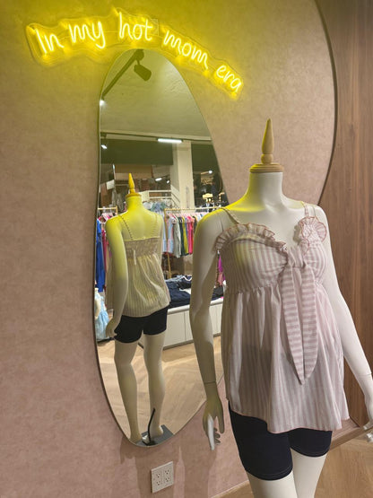 Blusa de maternidad rayas rosa y blanca unitalla