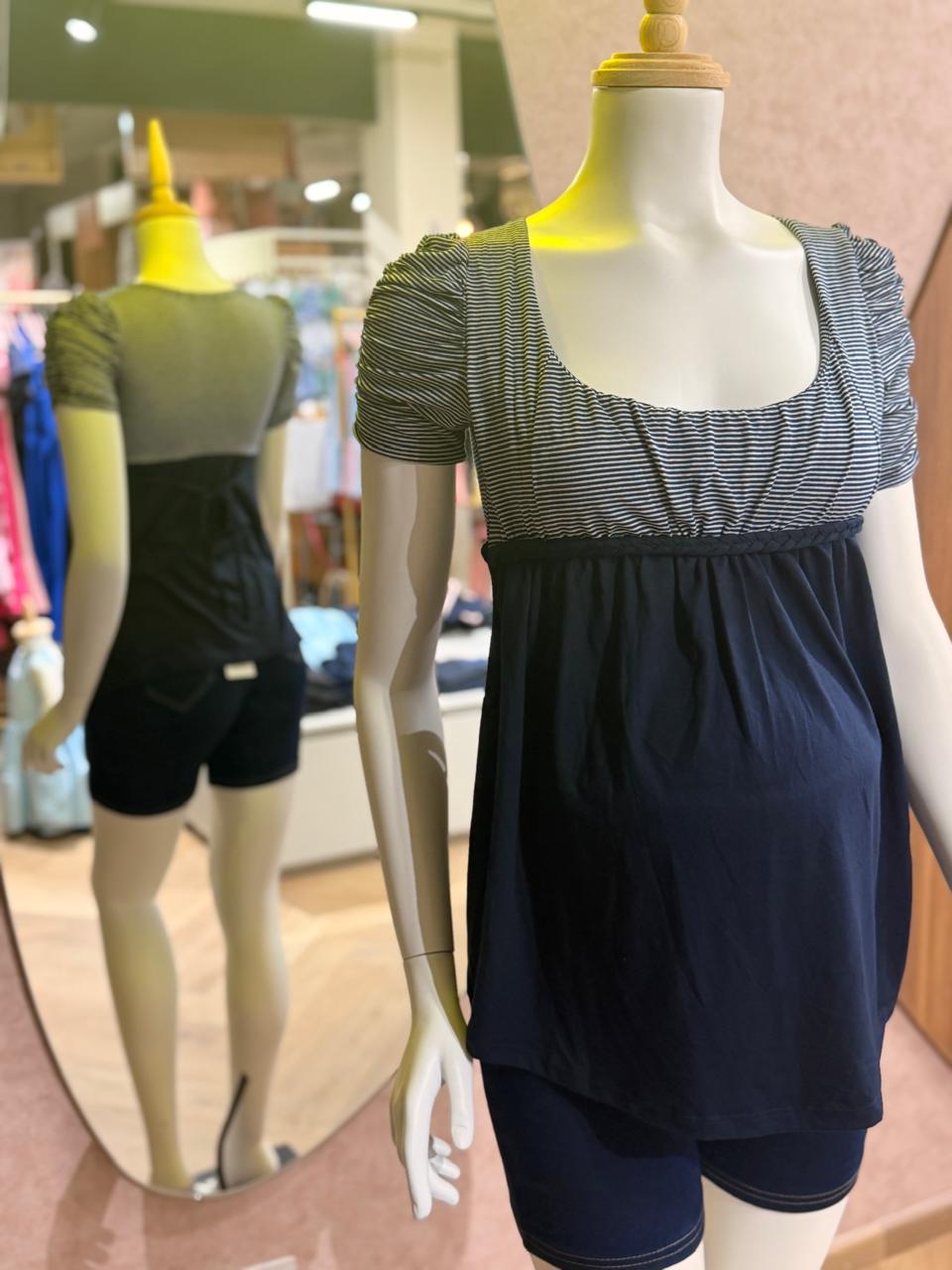 Blusa de maternidad rayas azul marino