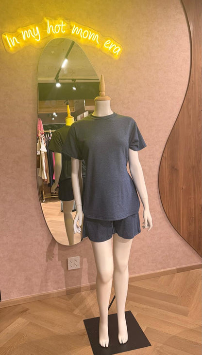 Set de maternidad con short gris, unitalla