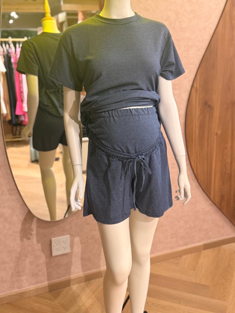 Set de maternidad con short gris, unitalla