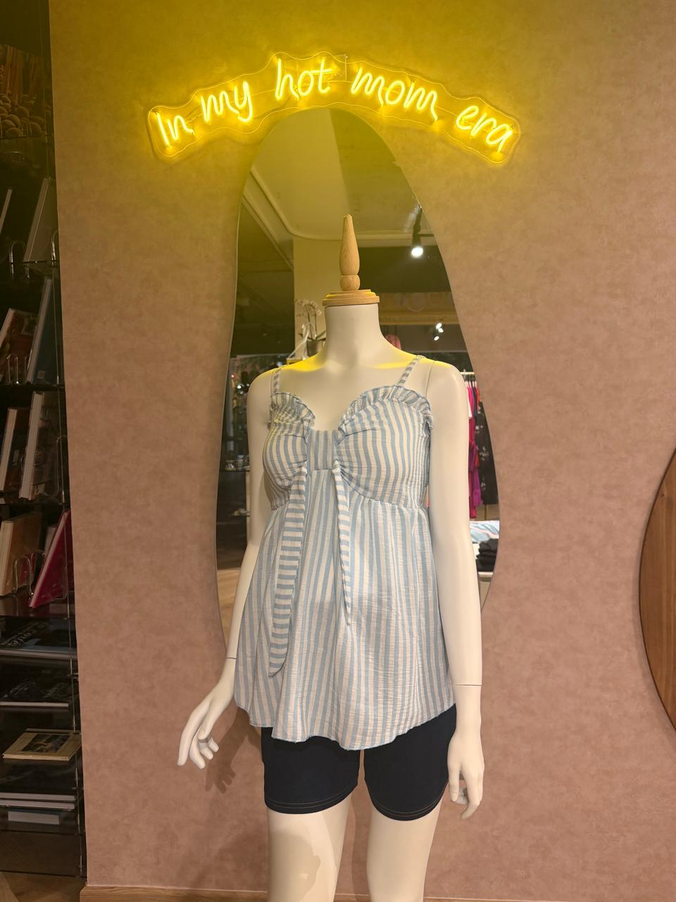 Blusa de maternidad rayas azul y blanca unitalla