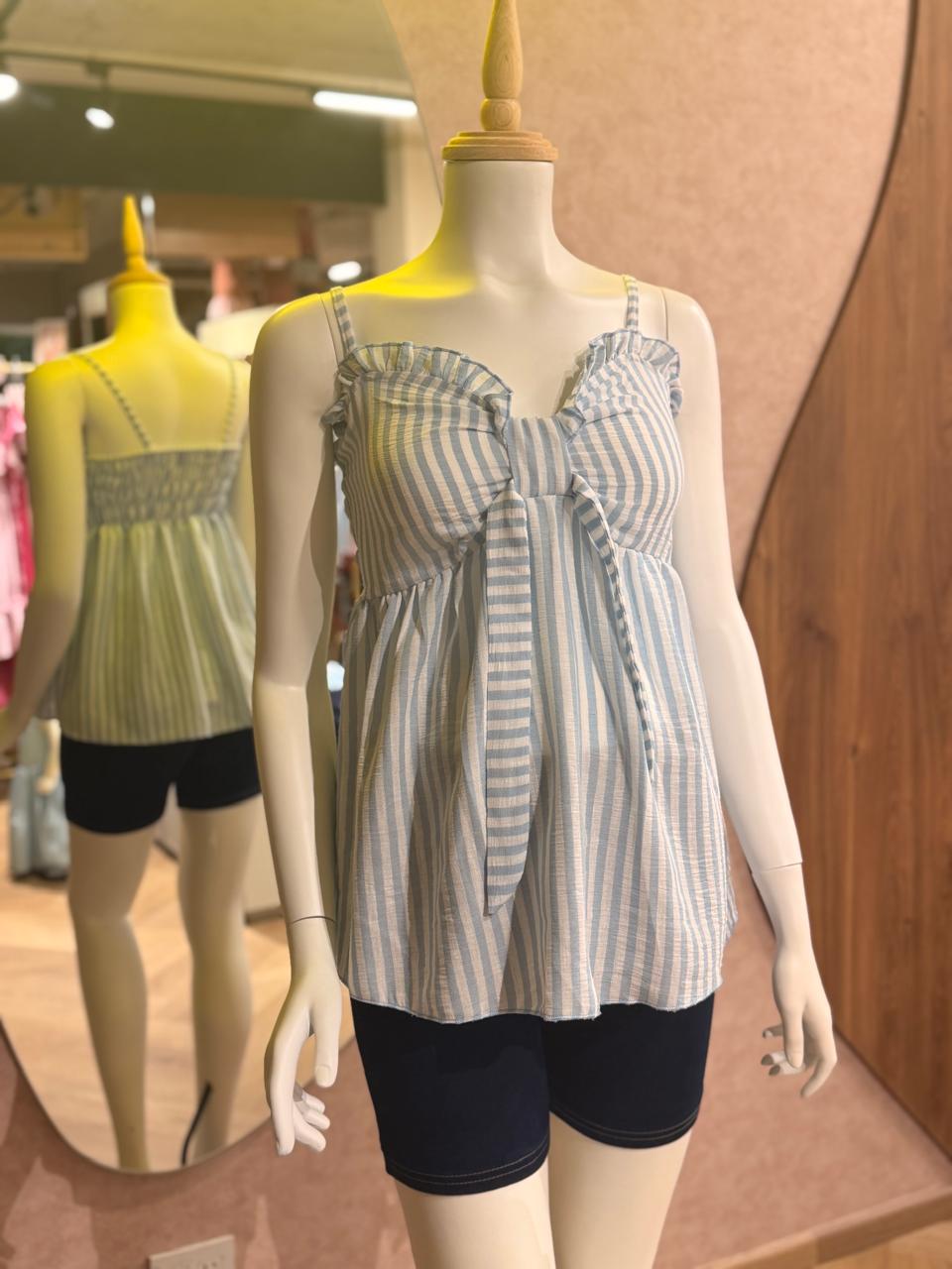 Blusa de maternidad rayas azul y blanca unitalla