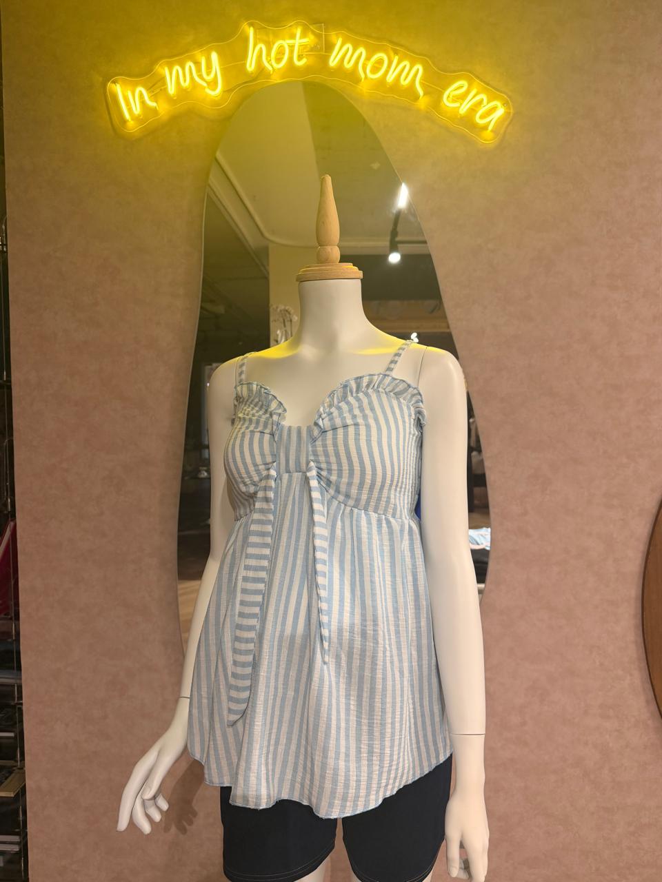 Blusa de maternidad rayas azul y blanca unitalla
