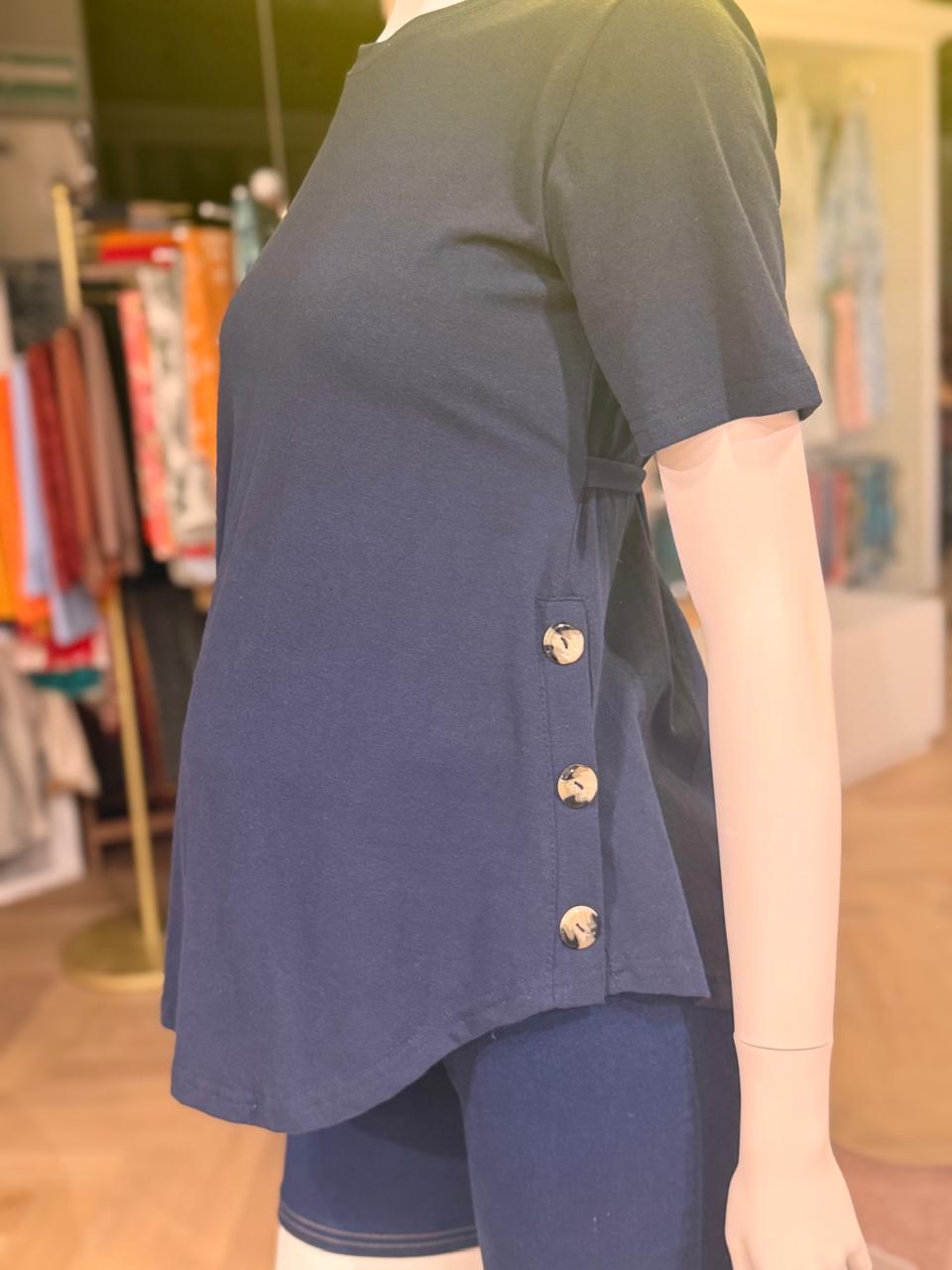 Blusa de maternidad azul marino con botones unitalla