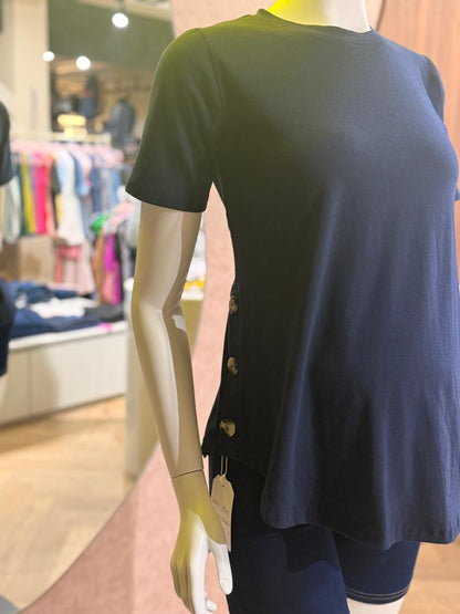 Blusa de maternidad azul marino con botones unitalla
