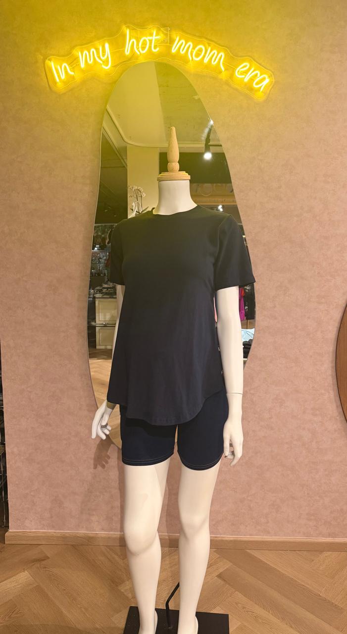 Blusa de maternidad azul marino con botones unitalla