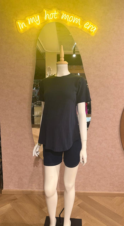Blusa de maternidad azul marino con botones unitalla