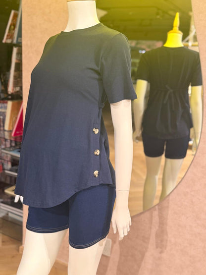 Blusa de maternidad azul marino con botones unitalla