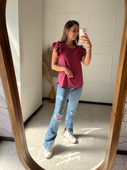 Blusa Ruth mangas Adri, rosa quemado