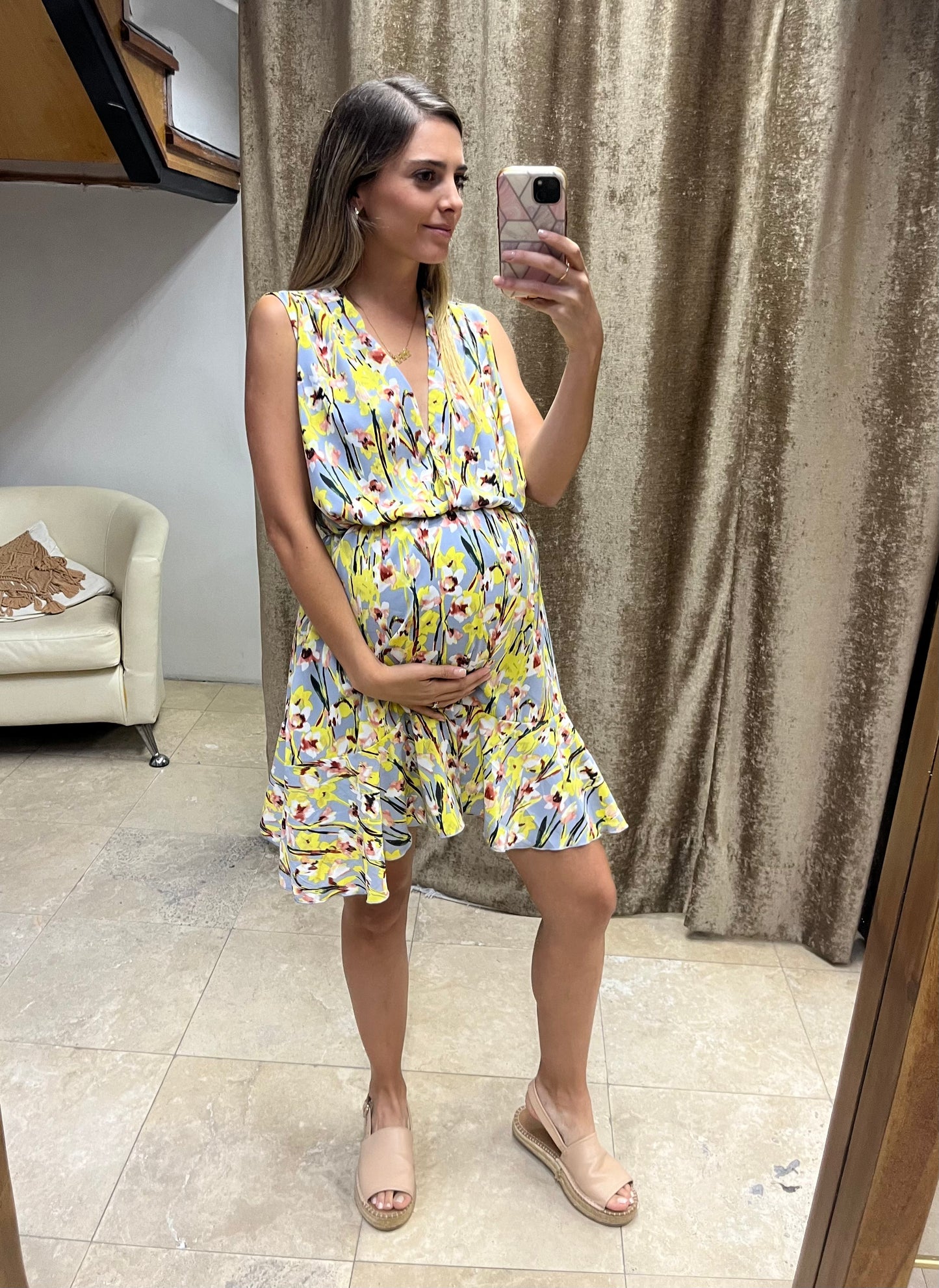 Vestido de lactancia, Zara flores amarillas con gris