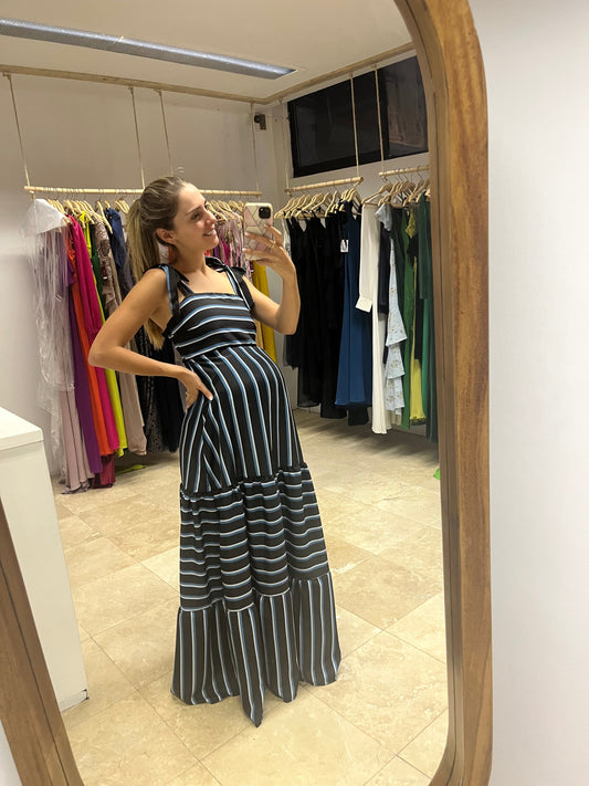 Vestido de maternidad Dalia rayas azules