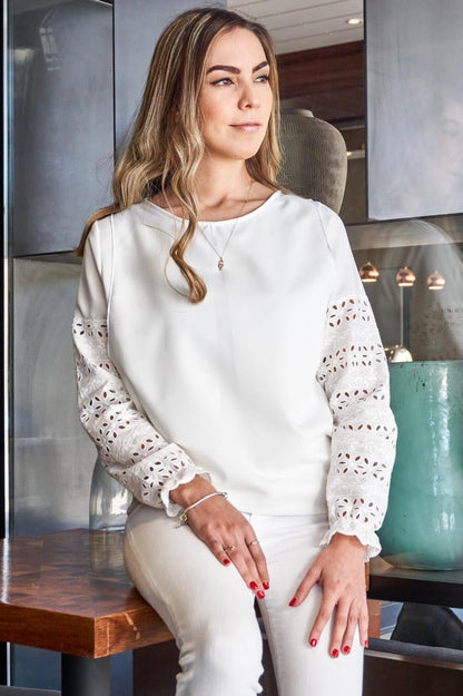 Blusa lactancia Daniela ivory encaje G y XG