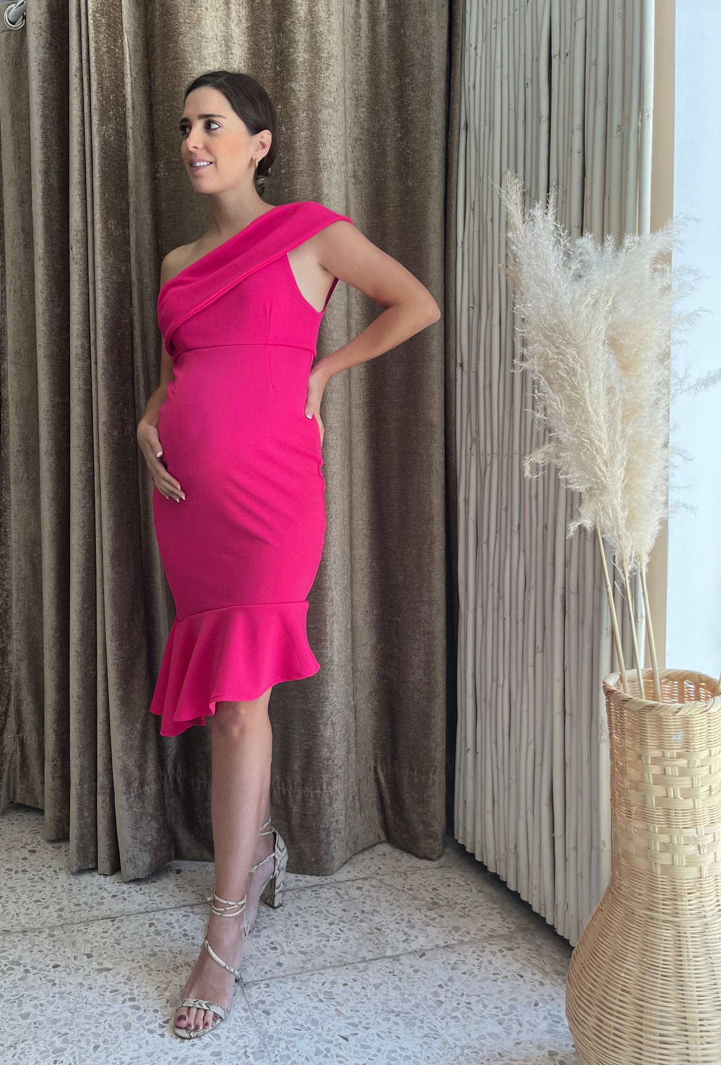 Vestido de maternidad María José rosa barbie M , G