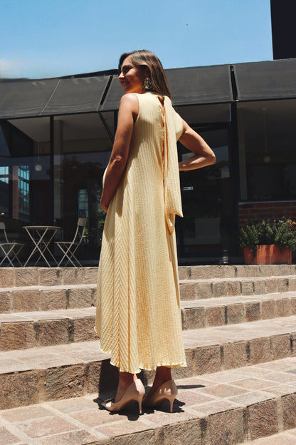 Vestido de maternidad Sonia, amarillo rayas textura CH